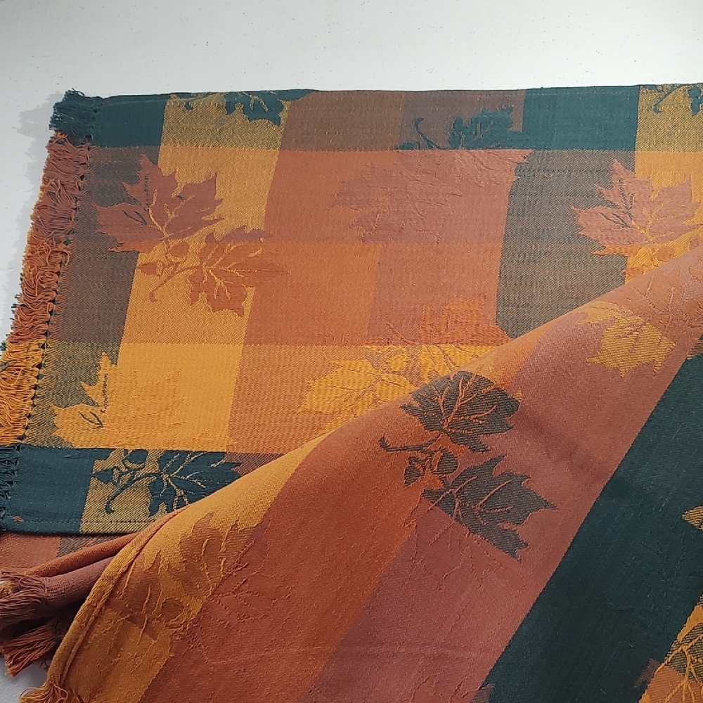 Vintage Orange and Green Plaid Table Linens - Picture 9 of 10